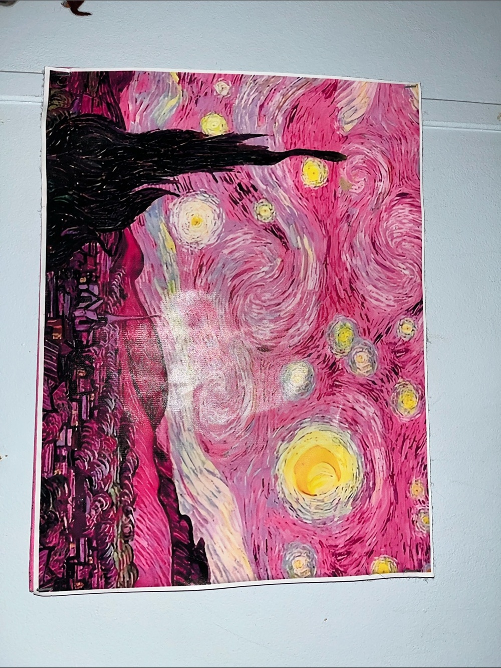 Pink Starry Night Wall Art Print - Unbranded
